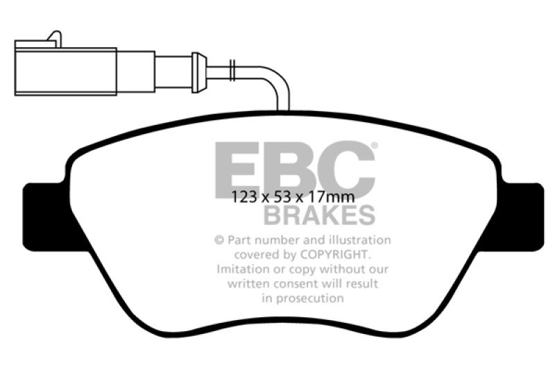 EBC DP41384R Yellowstuff Front Brake Pads, Fiat 500 1.4 (Bosch Calipers) 2010-2011