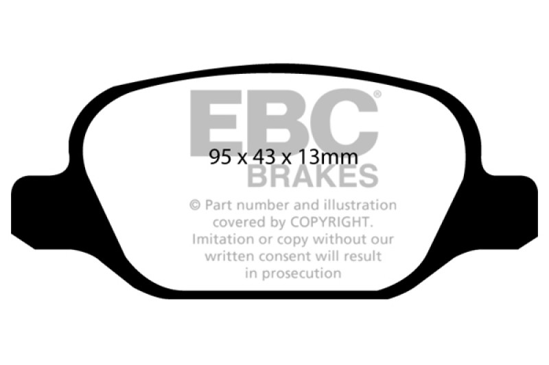 EBC DP41338R Yellowstuff Rear Brake Pads, Fiat 500 1.4 (Bosch Calipers) 2010-2011
