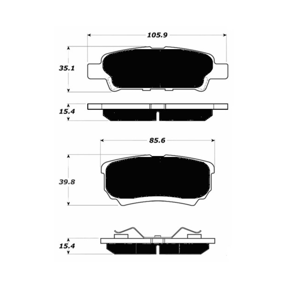 Porterfield AP1037 R4-S Rear Brake Pad, Chrysler 200 2.4 2011-2014