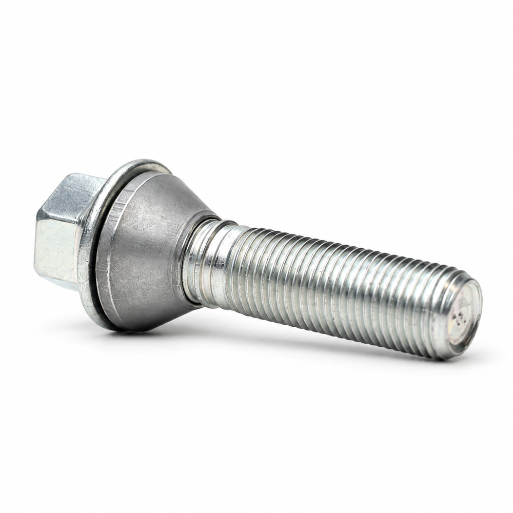 H&R 14254808 48mm Wheel Bolt, M14x1.25 Tapered Movable Seat Silver