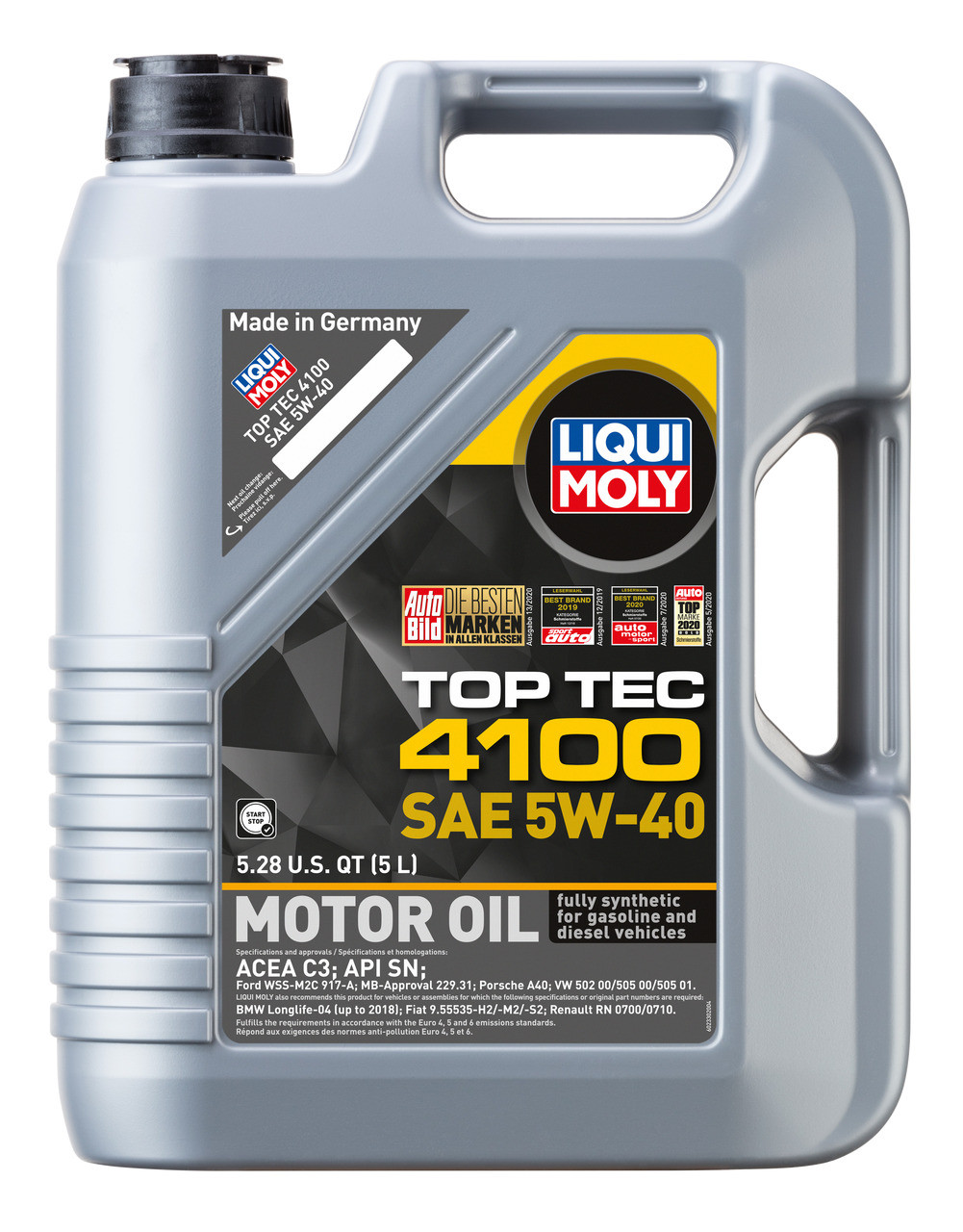 Liqui Moly Top Tec 4100 5W-40 Engine Oil, 5L (5.28qt) - ViVA Performance