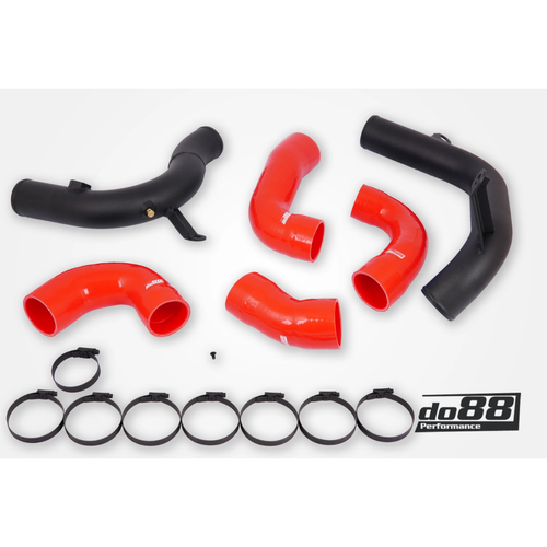 do88 OEM‑Style Intercooler Pressure Pipes w/Red Hoses, VAG 2.0 TSI EA888 Gen4 (245 hp)