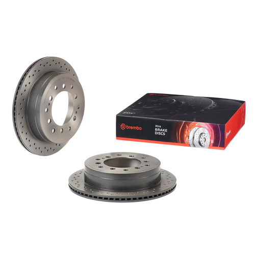 Brembo 09.A760.1X Premium Xtra Cross Drilled UV Coated Rear Brake Rotor, Lexus GX460 2010-2020, Toyota 4Runner 2010-2020