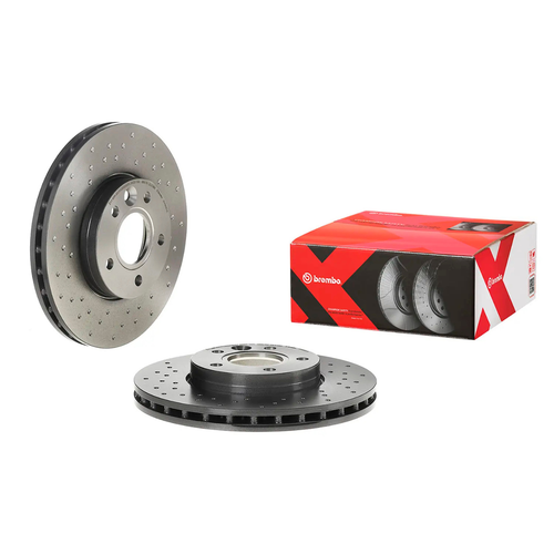 Brembo 09.A760.1X Premium Xtra Cross Drilled UV Coated Front Brake Rotor, Ford C-Max 2013-2018, Focus 2012-2018, Volvo C30/C70 2012-2013