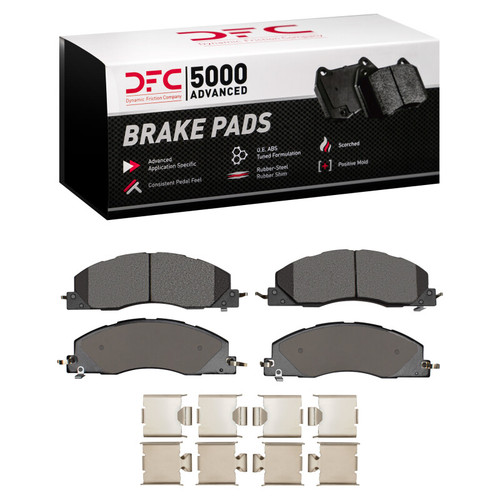 DFC 5000 Advanced Semi-Metallic Front Brake Pads and Hardware Kit, Dodge Ram 3500 2009-2018