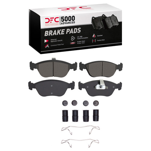 DFC 5000 Advanced Low-Metallic Front Brake Pads and Hardware Kit, Volvo 850/V70 1993-2000