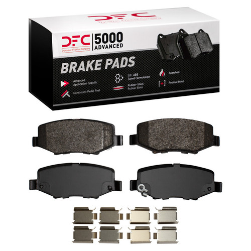DFC 5000 Advanced Semi-Metallic Rear Brake Pads and Hardware Kit, Dodge Nitro 2007-2018