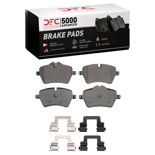 DFC 5000 Advanced Low-Metallic Front Brake Pads and Hardware Kit, Mini Cooper Clubman 2002-2015