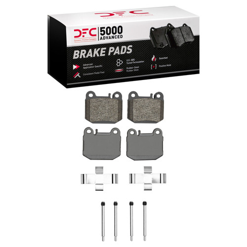 DFC 5000 Advanced Low-Metallic Rear Brake Pads and Hardware Kit, Mercedes-Benz ML430 2000-2005