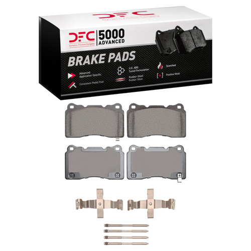 DFC 5000 Advanced Low-Metallic Front Brake Pads and Hardware Kit, Honda Civic Hatchback 2017-2025