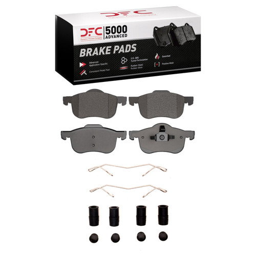 DFC 5000 Advanced Low-Metallic Front Brake Pads and Hardware Kit, Volvo V70/S80/XC70/S60 1999-2009