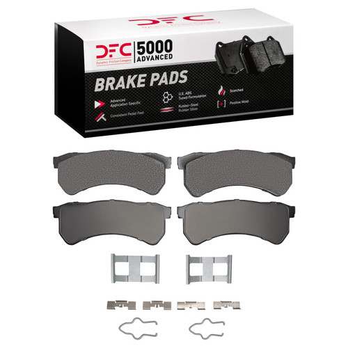 DFC 5000 Advanced Semi-Metallic Front/Rear Brake Pads and Hardware Kit, Freightliner MT35 2016-2024