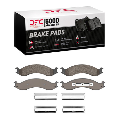 DFC 5000 Advanced Semi-Metallic Front Brake Pads and Hardware Kit, Ford E-250 Econoline 1992-1994