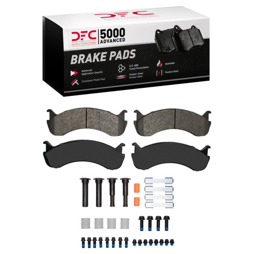 DFC 5000 Advanced Semi-Metallic Front/Rear Brake Pads and Hardware Kit, BEAVER MOTORCOACH CONTESSA Semi Metallic 1998-2024