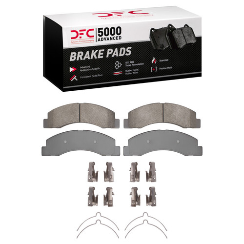 DFC 5000 Advanced Semi-Metallic Front Brake Pads and Hardware Kit, Ford F-250 2WD (Super Duty) 1999-2005