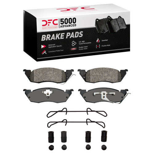 DFC 5000 Advanced Semi-Metallic Front Brake Pads and Hardware Kit, Dodge Dakota RWD 1991-1998