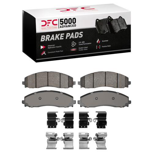 DFC 5000 Advanced Semi-Metallic Rear Brake Pads and Hardware Kit, Ford F-250 2WD (Super Duty) 2023-2025