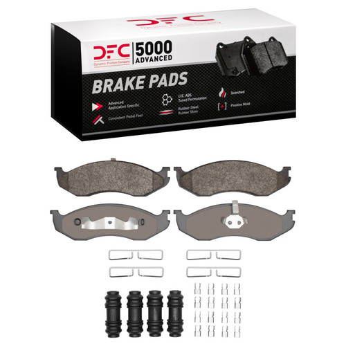 DFC 5000 Advanced Semi-Metallic Front Brake Pads and Hardware Kit, Jeep Comanche 1990-2006