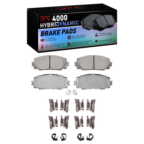 DFC 4000 HybriDynamic Front Brake Pads and Hardware Kit, Scion IQ 2006-2019