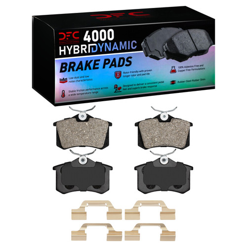 DFC 4000 HybriDynamic Rear Brake Pads and Hardware Kit, Volkswagen Jetta Sedan/Golf R/Golf 2003-2006