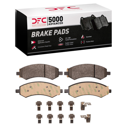 DFC 5000 Advanced Semi-Metallic Front Brake Pads and Hardware Kit, Chrysler Aspen 2005-2024