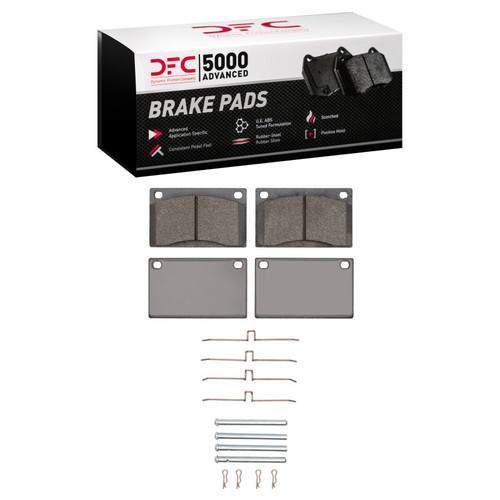 DFC 5000 Advanced Low-Metallic Front Brake Pads and Hardware Kit, Volvo 242/244 1967-1987