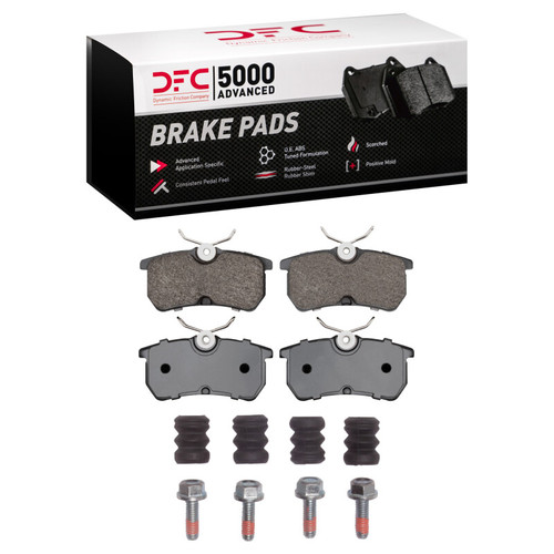 DFC 5000 Advanced Low-Metallic Rear Brake Pads and Hardware Kit, Ford Fiesta (USA/Canada) 2001-2019