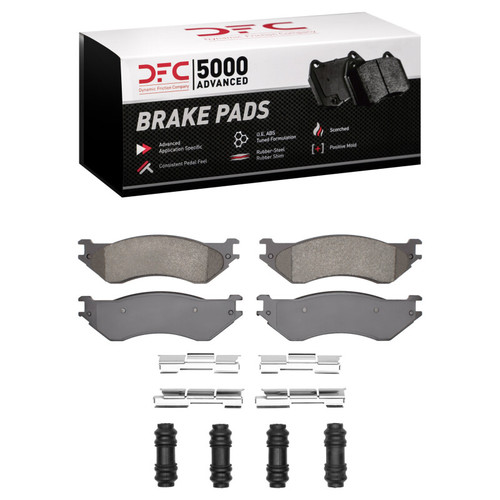 DFC 5000 Advanced Semi-Metallic Rear Brake Pads and Hardware Kit, Dodge Ram 3500 2000-2008