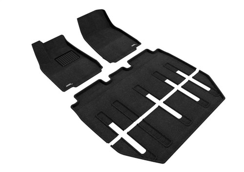 3D MAXpider Elegant Black Floor Mat Set 1st, 2nd & 3rd Row, Tesla Model X Folding 7-Seat 2017-2021