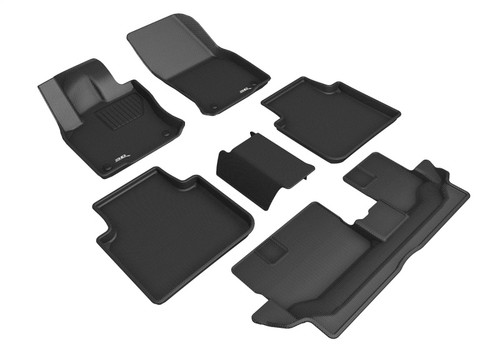 3D MAXpider Kagu 1st, 2nd & 3rd Row Black Floor Mat Set, Volkswagen Tiguan 7-Seats 2018-2024