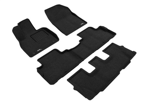 3D MAXpider Elegant Black Floor Mat Set 1st, 2nd & 3rd Row, Hyundai Palisade 8-Seat 2020-2024