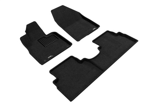 3D MAXpider Elegant Black Floor Mat Set 1st & 2nd Row, Hyundai Santa Fe 2019-2020