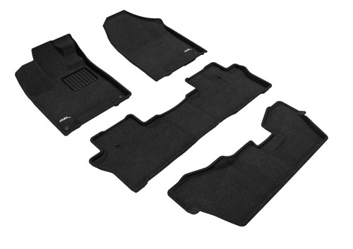 3D MAXpider Elegant Black Floor Mat Set 1st, 2nd & 3rd Row, Honda Pilot 8-Passenger 2016-2022