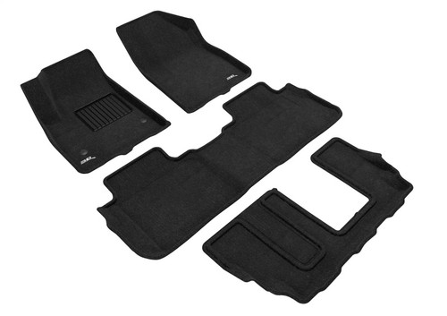 3D MAXpider Elegant Black Floor Mat Set 1st, 2nd & 3rd Row, GMC Acadia With Bench 2017-2023
