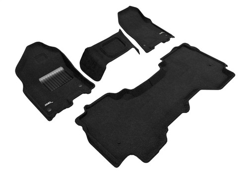 3D MAXpider Elegant Black Floor Mat Set 1st & 2nd Row, Dodge Ram Quad Cab With Bench Front Row 2019-2024