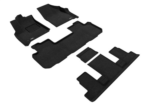 3D MAXpider Elegant Black Floor Mat Set 1st, 2nd & 3rd Row, Buick Enclave 7-Passenger 2018-2021