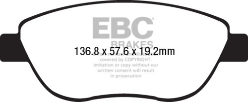 EBC DP22212 Greenstuff 2000 Front Brake Pads, Fiat 500 1.4L Turbo Abarth 2014+