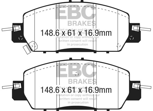 EBC DP23062 Greenstuff 2000 Front Brake Pads, Honda Accord LX Sedan 2.4L 2016+