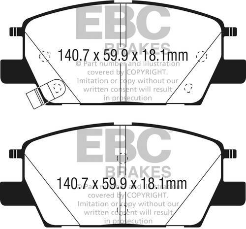 EBC DP23068 Greenstuff 2000 Front Brake Pads, Chevrolet Malibu 1.5L Turbo (Elec PB) 2016+