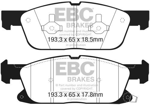 EBC DP23072 Greenstuff 2000 Front Brake Pads, Lincoln Continental (10th Gen) 2.7L Twin Turbo 2016+