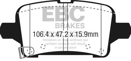 EBC DP23074 Greenstuff 2000 Rear Brake Pads, Chevrolet Malibu 1.5L Turbo (Elec PB) 2016+