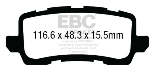 EBC DP63018 Greenstuff 6000 Elite Rear Brake Pads, Honda Odyssey 3.5L 2018+
