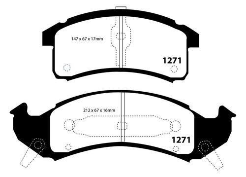EBC DP41271R Yellowstuff Front Brake Pads, Buick Le Sabre (FWD) 3.8 1992-1993
