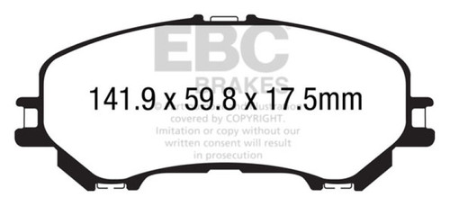 EBC DP63032 Greenstuff 6000 Elite Front Brake Pads, Nissan Rogue 2.5 2 row seating 2014+