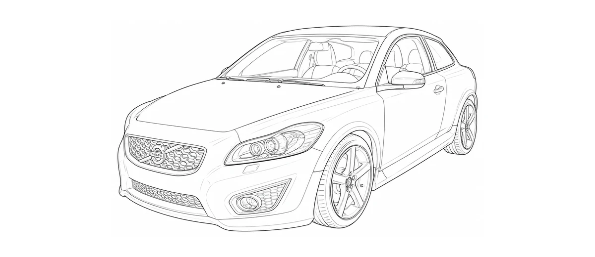 2006-2013 Volvo C30 P1 line drawing