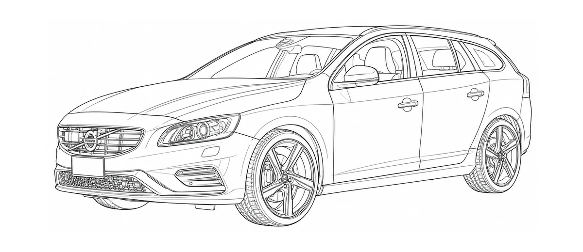 2014-2018 Volvo V60 P3 line drawing