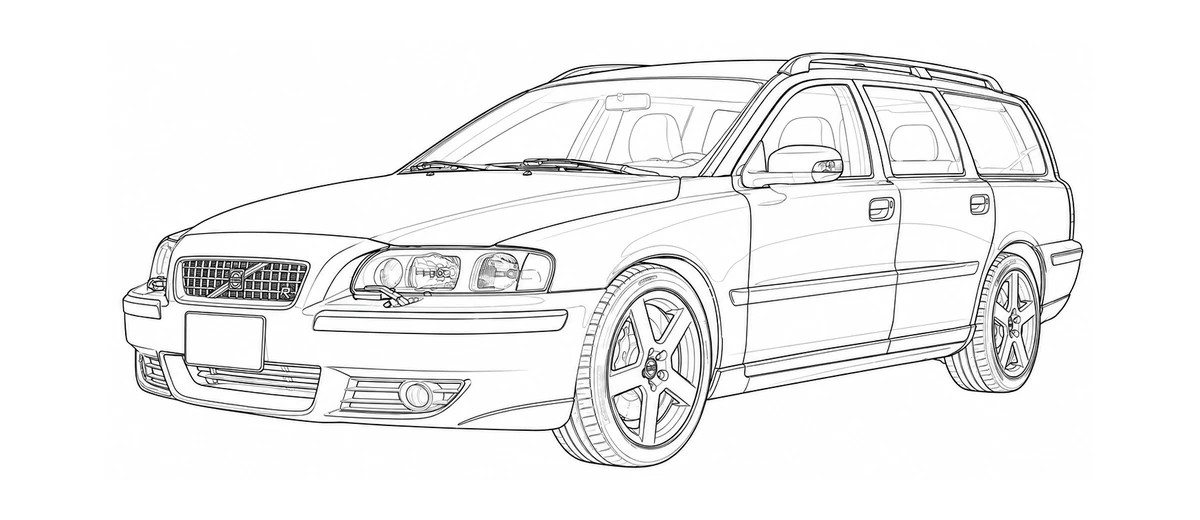 2001-2007 Volvo V70 P2 line drawing