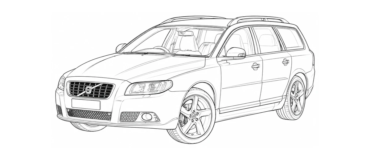 2008-2016 Volvo V70 P3 line drawing