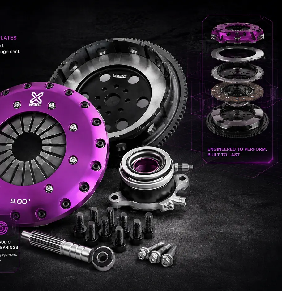 Complete XClutch pressure plate, friction disc, flywheel, and release components