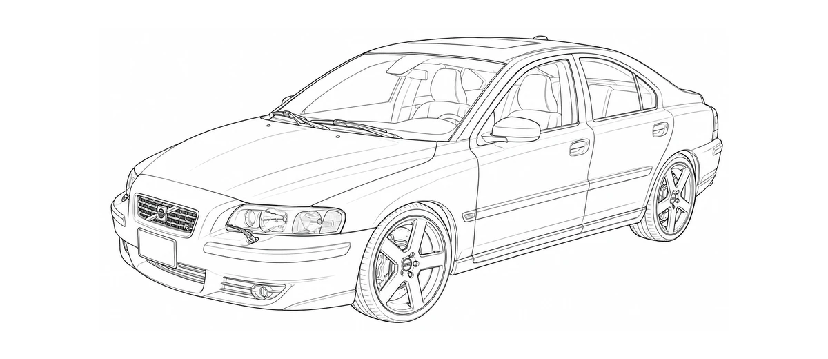 2001-2009 Volvo S60 P2 line drawing